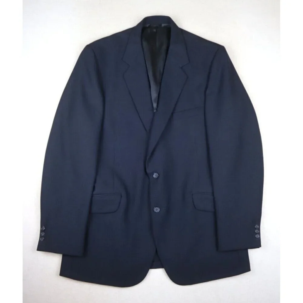 VINTAGE MEN'S NAVY BLUE SUIT - LA MAR CLOTHES - SIZE 42L PANTS 38x33